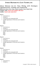 Index Reference List Template form