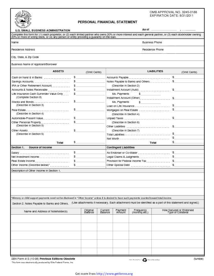 Financial Statement Form