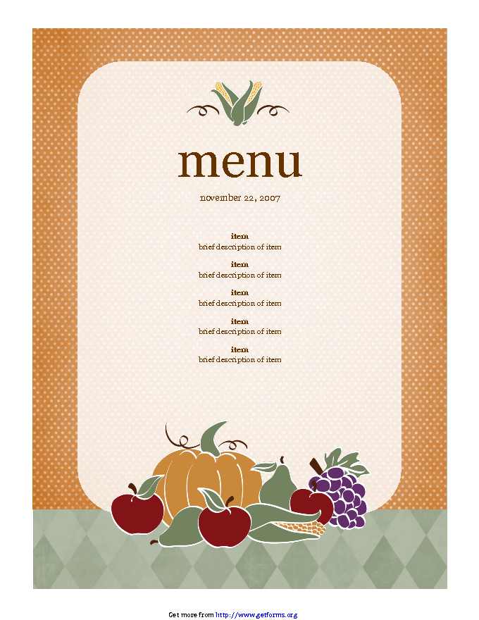 Party Menu Template 2