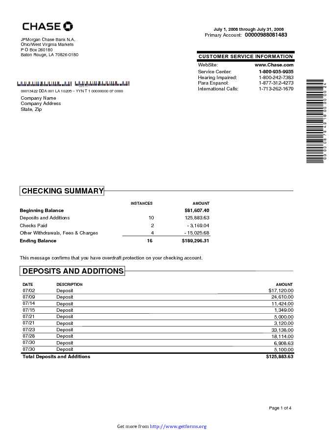 Sample Bank Statement