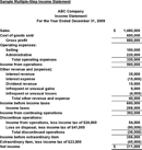 Sample Multiple-step Income Statement form