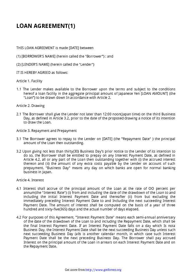 Loan Agreement Template