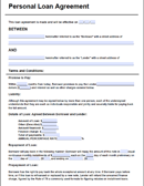 Personal Loan Agreement Form 3 form