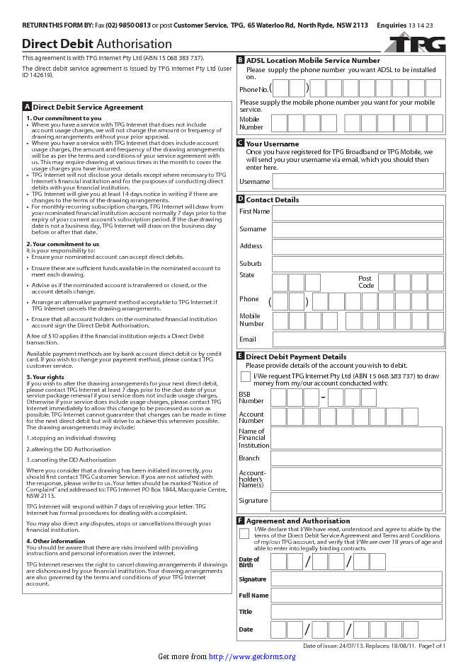 Direct Debit Authorisation