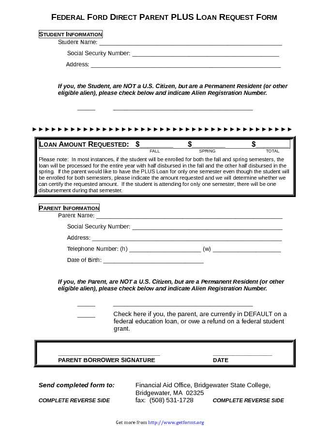 Parent Plus Loan Application Form 3