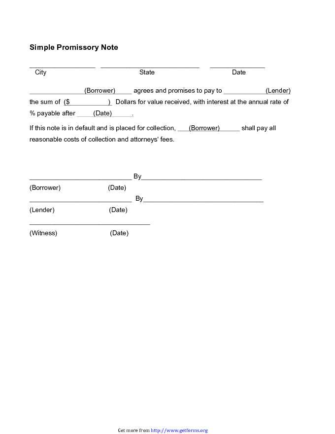 Promissory Notes Templates