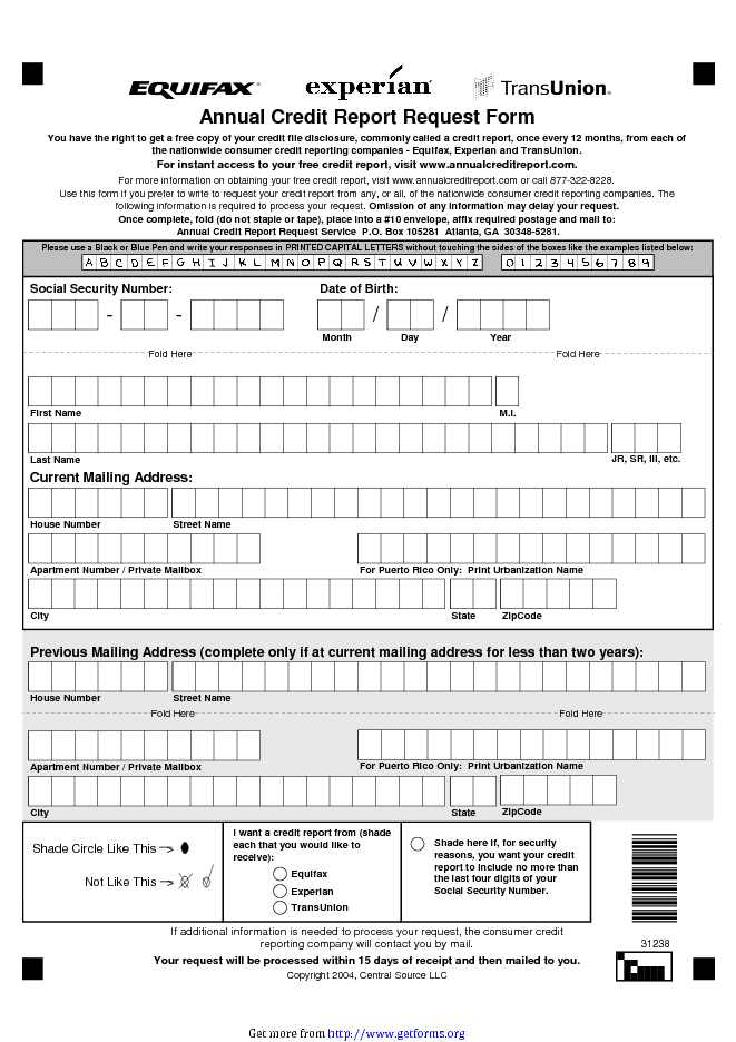 Annual Credit Report Request Template 1