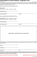 Authorization for Direct Deposit form