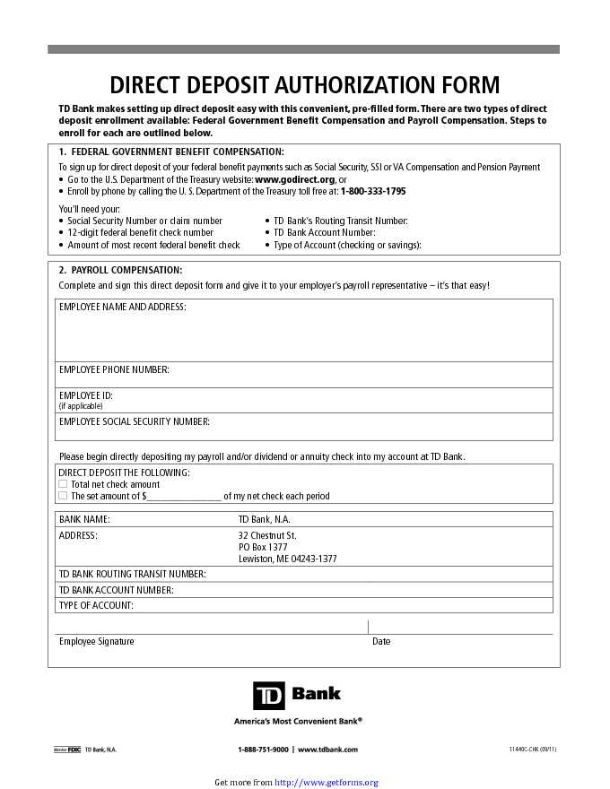 Direct Deposit Authorization Form