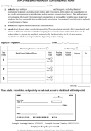 Employee Direct Deposit Authorization Form form