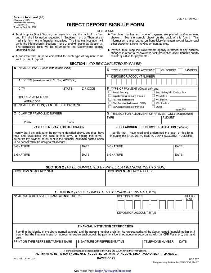 Direct Deposit Sign-up Form