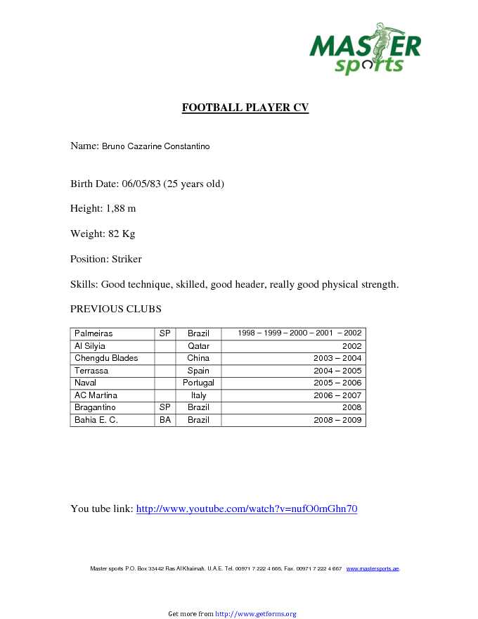 Football Player CV