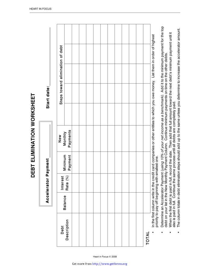 Debt Elimination Worksheet