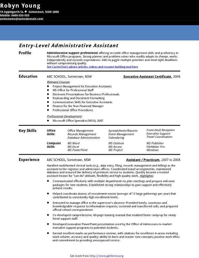 Administrative Assistant cv Sample