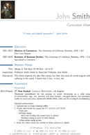 Modern CV Sample form