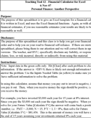 Financial Calculator Excel form