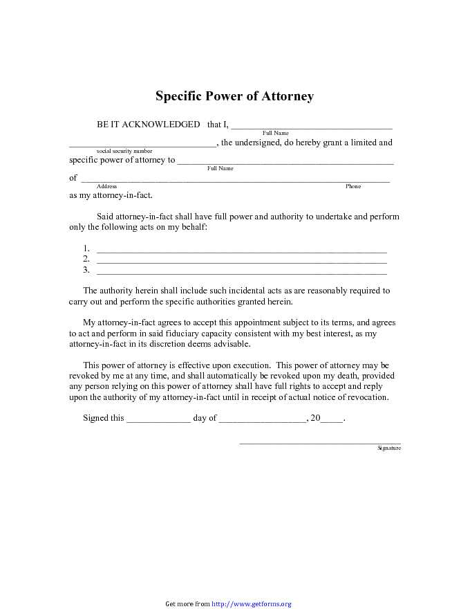 Specific Power of Attorney 1