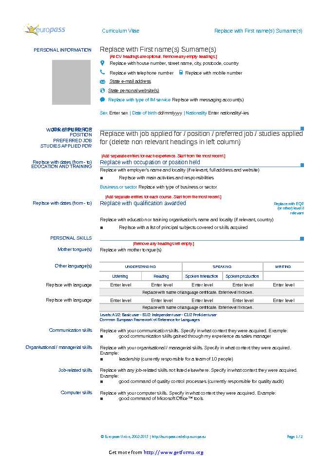 Europass Curriculum Vitae 2