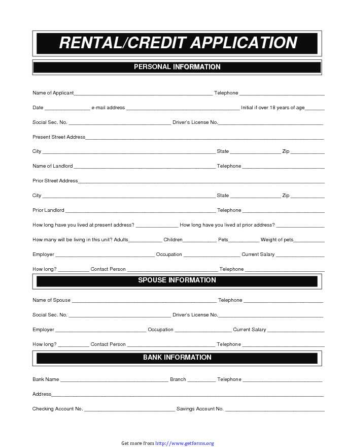 Basic Rental Application Form
