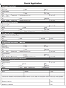 Rental Application Template form