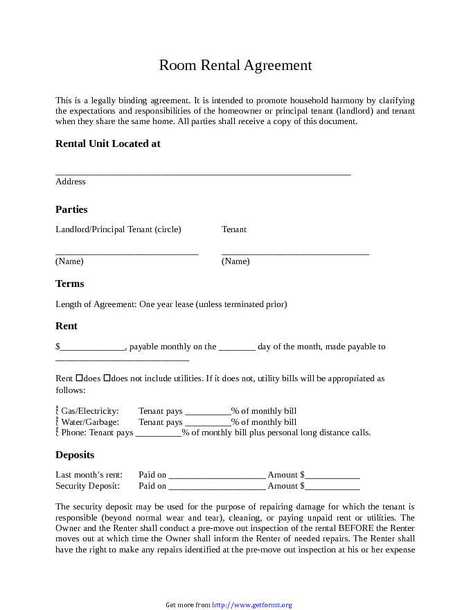 Room Rental Agreement 1