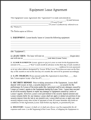 Equipment Lease Agreement form
