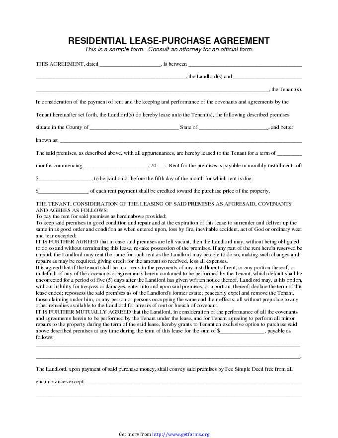 Residential Lease Purchase Agreement