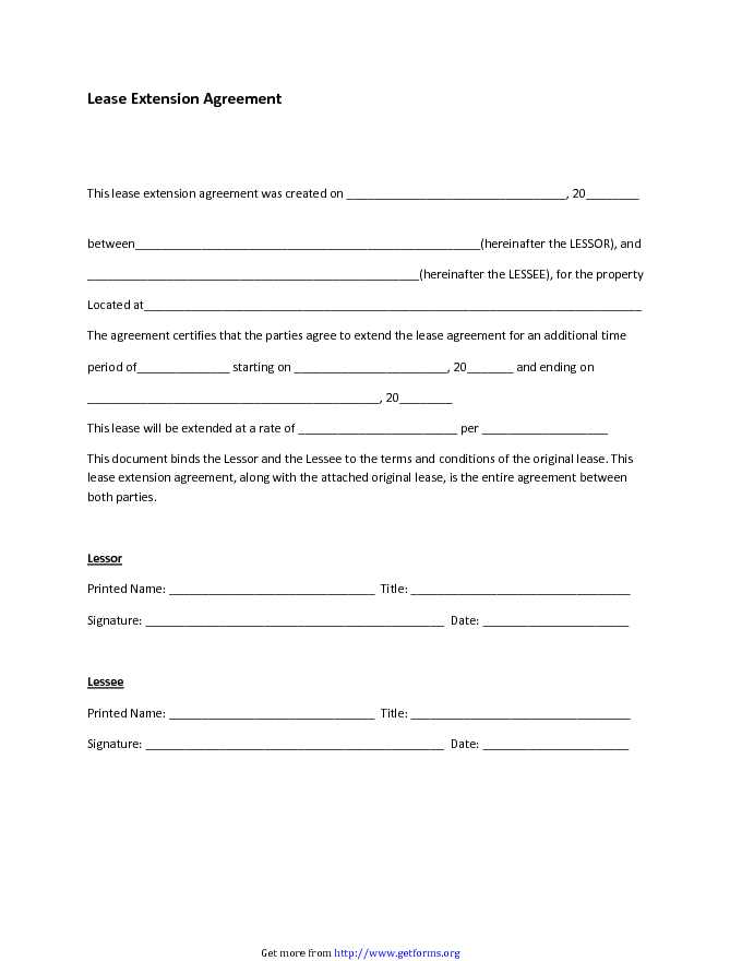 Lease Extension Agreement