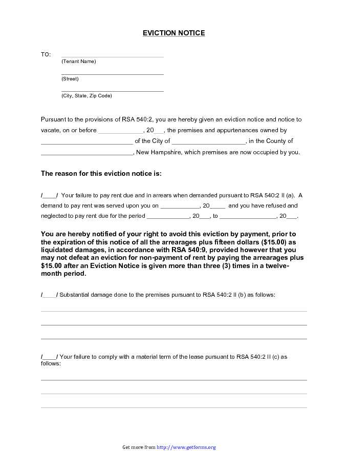 Printable Eviction Notice Form