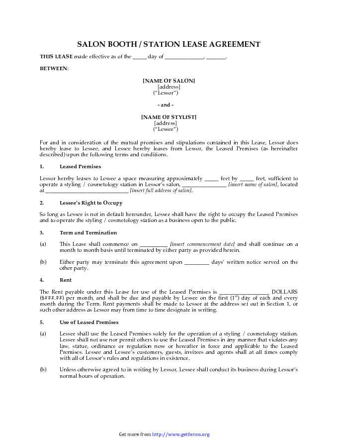 Booth Rental Agreement 1