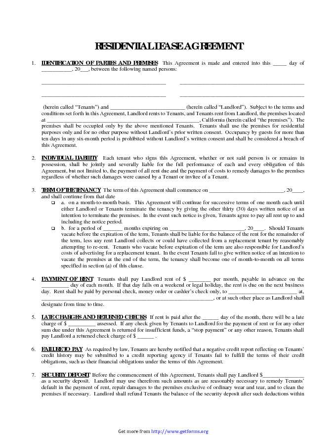 Residential Lease Agreement