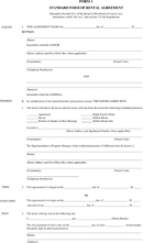 Standard Form of Rental Agreement form