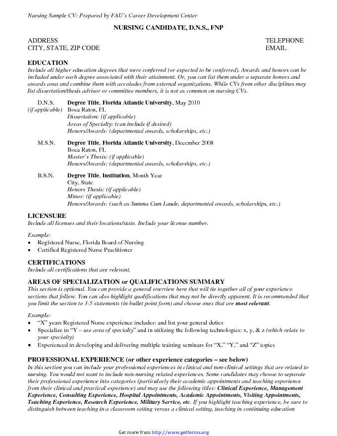 Nursing Sample CV