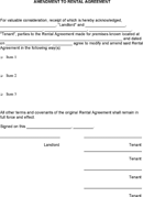 Amendment to Rental Agreement form