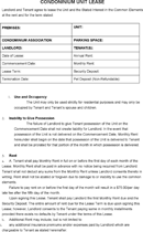 Condominium Unit Lease form