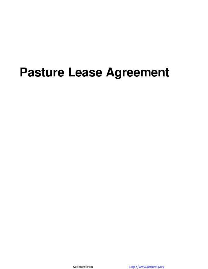 Pasture Lease Agreement