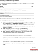 Parking Spot Rental Agreement form