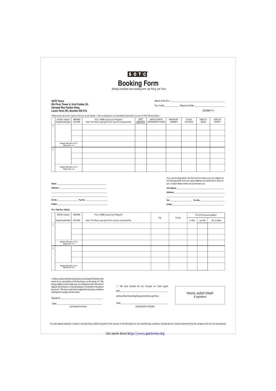 Booking Form 2