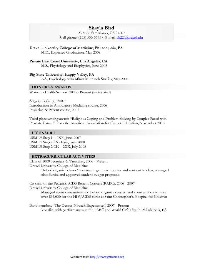 Medical CV Template 2