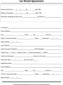 Car Rental Agreement form