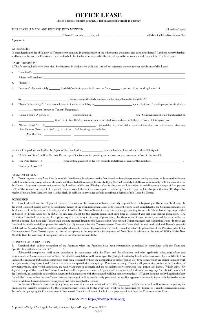 Office Space Lease Agreement