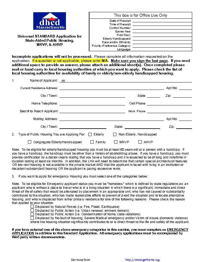 Housing Application Form