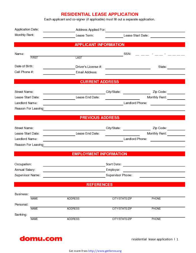 Lease Application Template 1