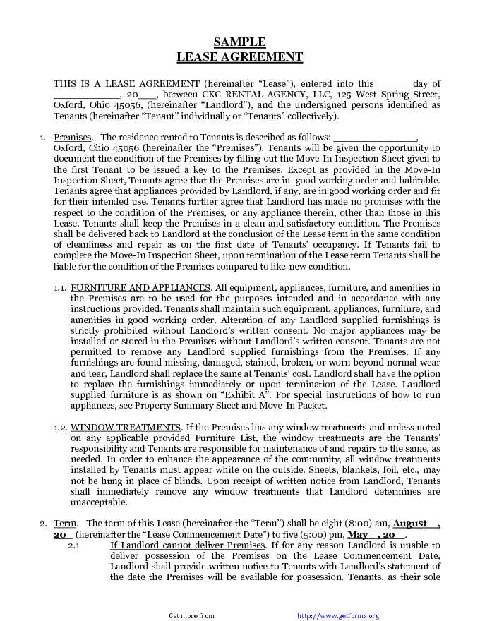 Sample Lease Agreement 1