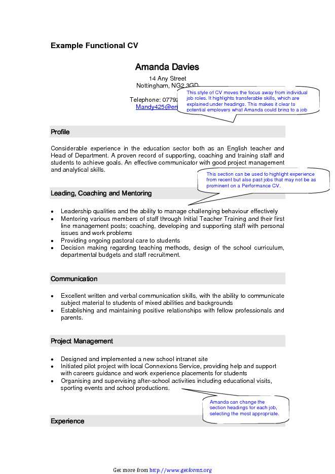 an Example of a Functional CV