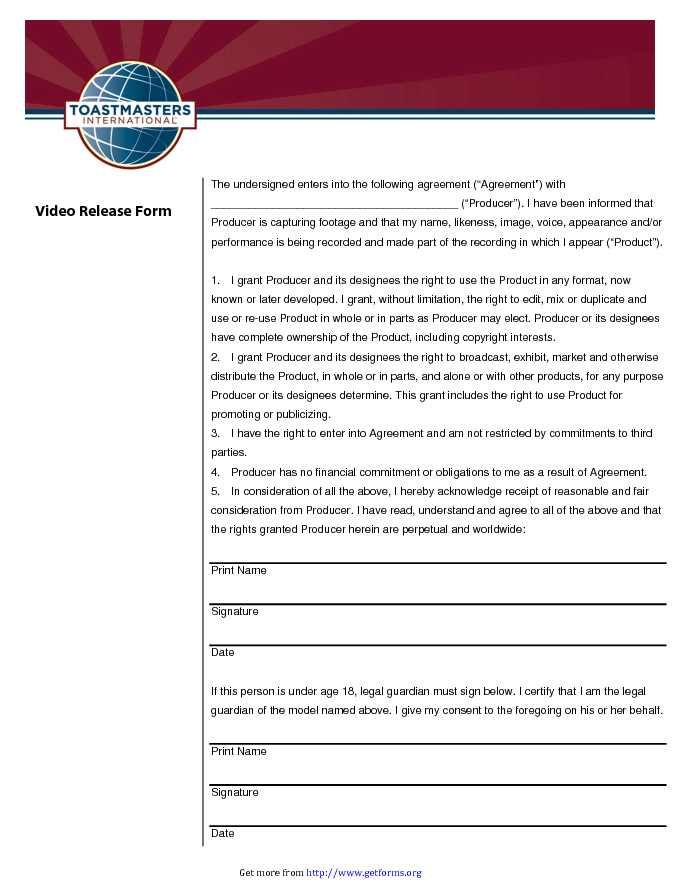 Video Release Form