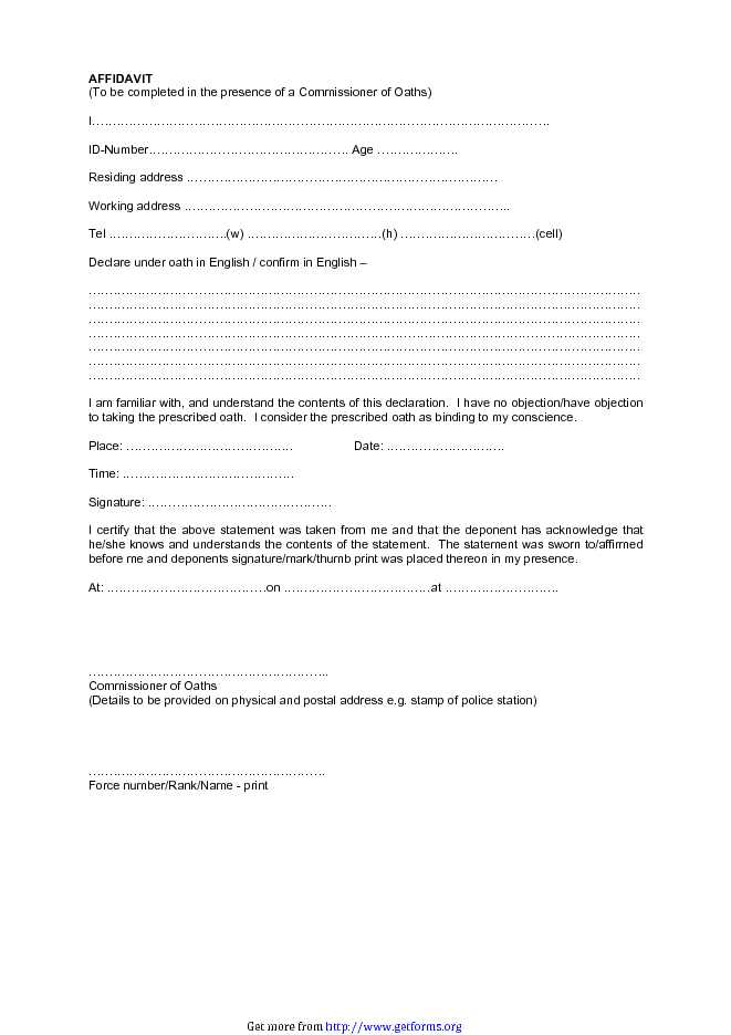 Affidavit Template