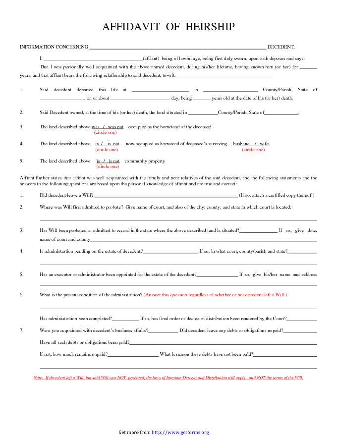 Affidavit of Heirship 2