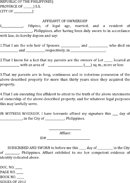 Affidavit of Ownership form