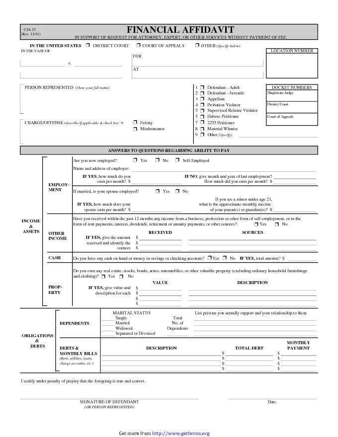 Financial Affidavit